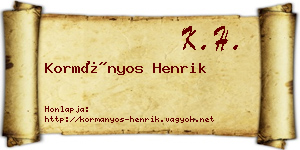 Kormányos Henrik névjegykártya